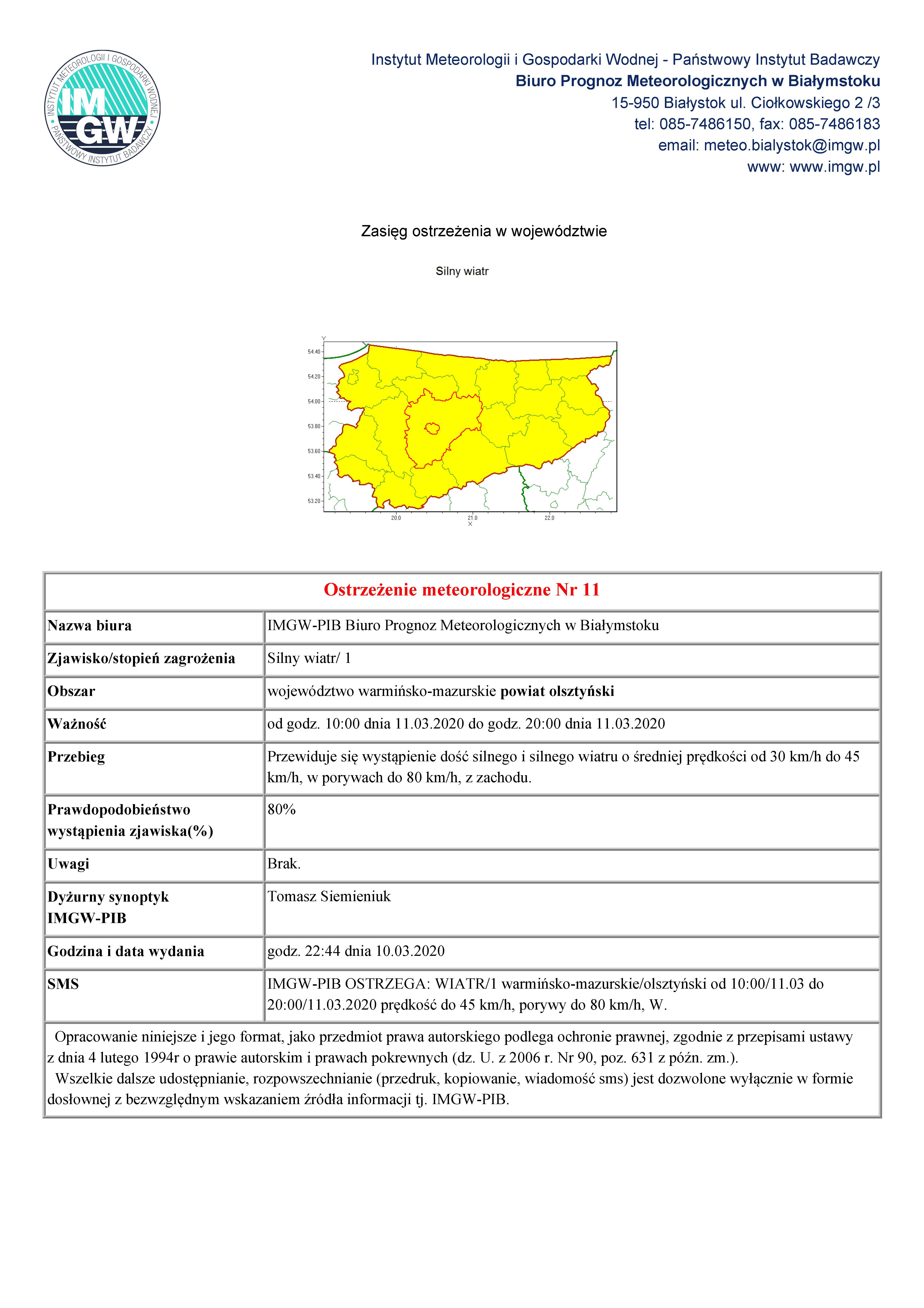 Ostrzeżenie Meteo