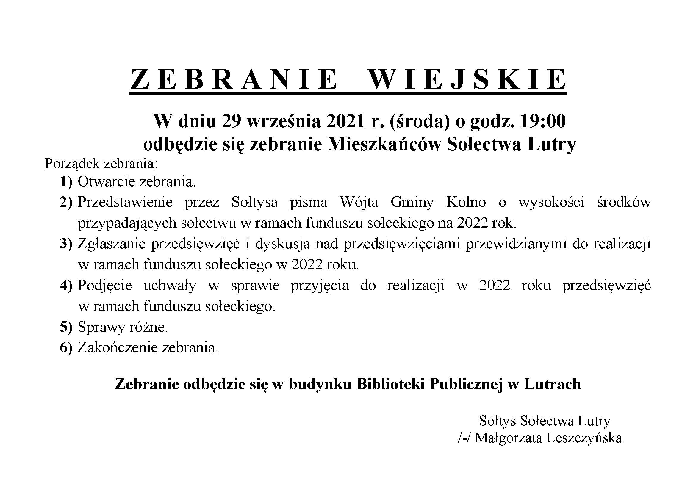 Zebranie Wiejskie Lutry