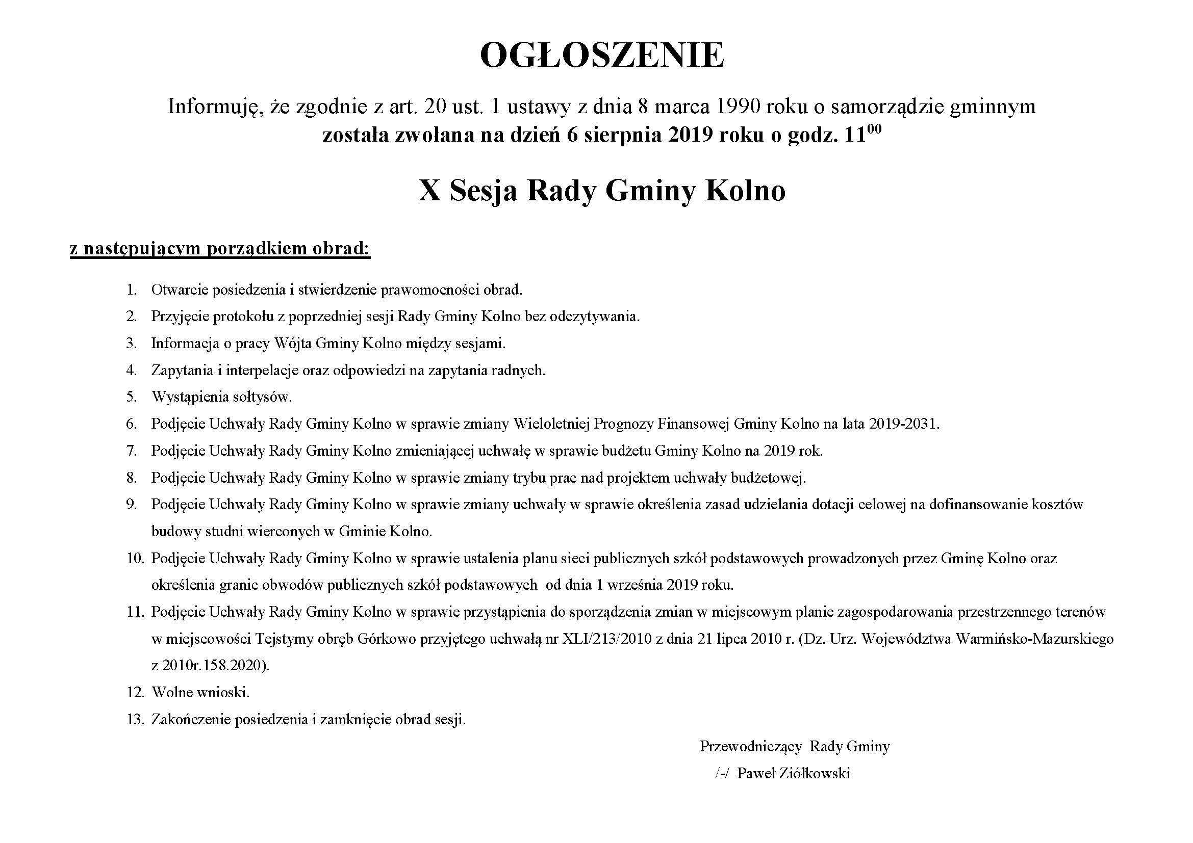 OGŁOSZENIE SESJA