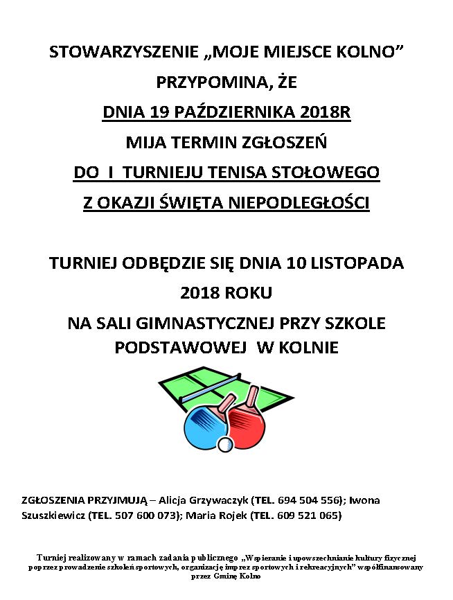 Turniej tenis stołowy 2018 przypomnienie