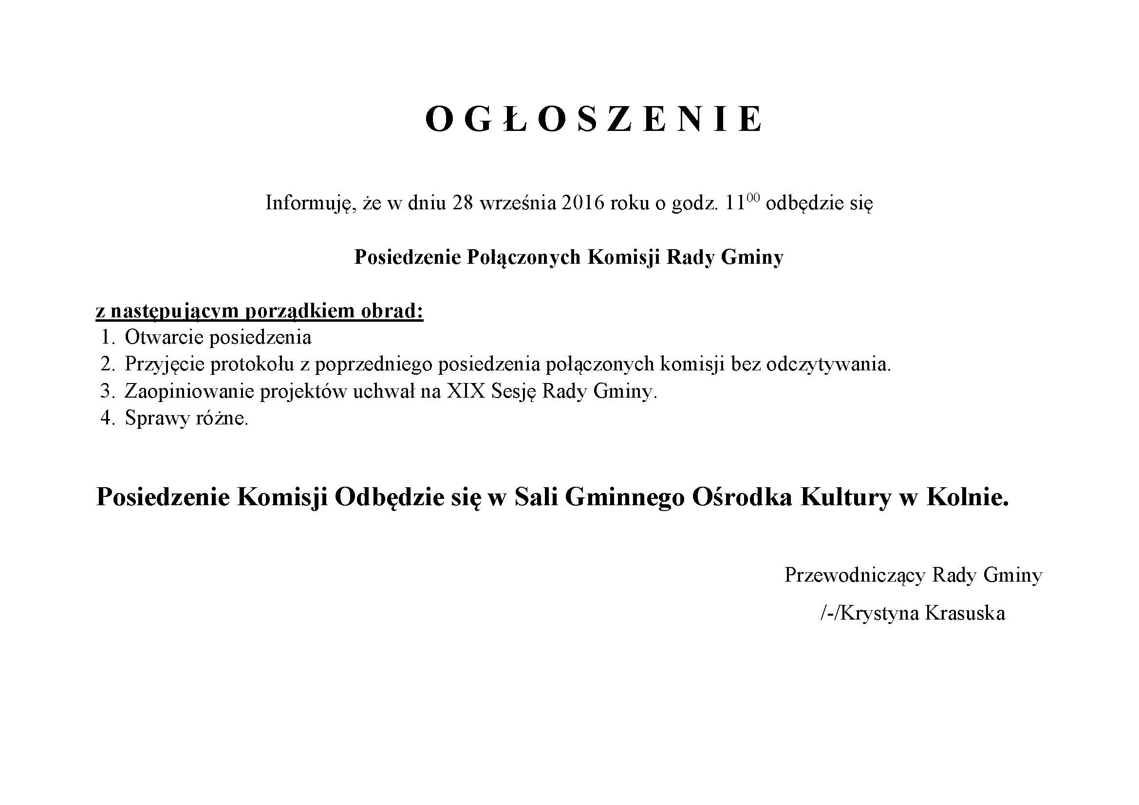 OGŁOSZENIE KOMISJA